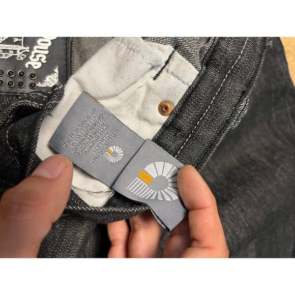 Akdmks Jeanius House Rhinestone Dark Wash Wide Leg Jeans - Picture 11 of 11